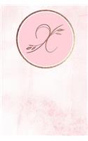 X: Monogram Journal Monogrammed with Personalized Rose Gold Letter 'x'(24 Pastel Pink Rose Gold Monogram)