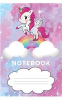 White Unicorn Rainbow Notebook