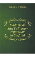 Madame de Staël's literary reputation in England