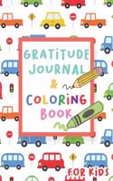 Gratitude Journal and Coloring Book for Kids - Cars cover