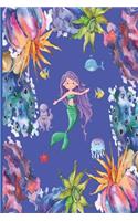 Journal: Cute Mermaid In The Sea Blank Lined Pages For Writing Daily Thoughts, Dreams, Inspirations