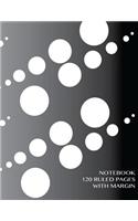Notebook 120 ruled pages with margin: Notebook with black-white dewdrops cover, lined notebook with margin, perfect bound, ideal for writing, essays, composition notebook or journal