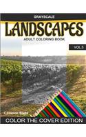 Grayscale LANDSCAPES Adult Coloring Book Vol.5