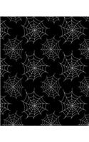 Journal / Notebook: white spider webs with a black background Blank Wide Lined Halloween Inspired Designed Notebook that can be used as a party planner, organizer, diar