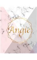 Angie: Personalized Gift Luxury Marble Glossy Pink Purple Faux Gold Print Softcover Notebook Journal