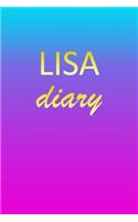 Lisa: Journal Diary - Personalized First Name Personal Writing - Letter L Blue Purple Pink Gold Effect Cover - Daily Diaries for Journalists & Writers - J