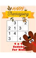Happy Thanksgiving 4x4 Sudoku For Kids