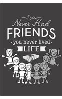 If You Never Had Friends You Never Lived Life: Cute Friendship Notebook/ Journal to Write in, Blank Lovely Lined Designed Interior (6" x 9"), 100 Pages, (Friendship Gift for Women, Men, Best Frie