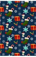 Bullet Journal: Snowflake Gift Snowman Christmas Stocking Blue Notebook, Dotted Grid, (5.5 x 8.5)