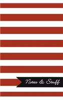 Notes & Stuff - Lined Notebook with Brick Red Striped Pattern Cover