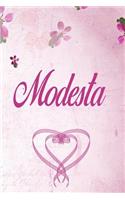 Modesta: Personalized Name Notebook/Journal Gift For Women & Girls 100 Pages (Pink Floral Design) for School, Writing Poetry, Diary to Write in, Gratitude Wr