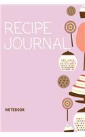 Recipe Journal Notebook: Pink cupcake meal and recipe planning lined paperback jotter