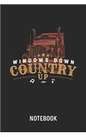 Windows Down Country Up Notebook: Blank & Dotted Trucker Journal (6" x 9") For Every Truck Driver