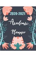 2020-2021 Academic Planner: Cat Florals, 24 Months Academic Schedule With Insporational Quotes And Holiday.