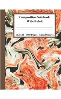 Composition Notebook Wide Ruled Lined Sheets: Pretty Under 11 Dollar Gifts Orange Green White Red Marble Stone Brown Stripe Notebook Back to School and Home Schooling Journal For kids Girls Boys