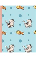 Bullet Style Dot Grid Journal: Cat & Fish Theme 8.5"x 11" 150 page DIY Planner Paperback