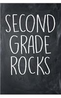 Second Grade Rocks: 6 x 9 Wide Ruled Paper - 108 Pages / 54 Sheets - Black Chalkboard Styled Soft Matte Cover - Journal / Notebook / Composition Book - Note Taking - Ba