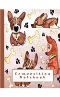 Composition Notebook: Composition Notebook for Animal Lovers - Wide Ruled 7.44 X 9.69 - Glittery Punk Background with Dog Print