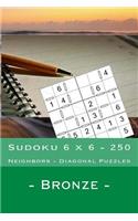 Sudoku 6 X 6 - 250 Neighbors - Diagonal Puzzles - Bronze