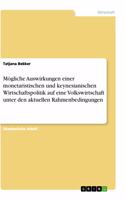 Mögliche Auswirkungen einer monetaristischen und keynesianischen Wirtschaftspolitik auf eine Volkswirtschaft unter den aktuellen Rahmenbedingungen