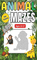 Animal Gifts for Kids: Animal Mazes Book for Teens Ages 13-17: A Fun and Challenging Animal Activity Book for Boys and Girls with Solutions