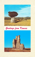 Vintage Lined Notebook Greetings from Kansas, Rock Formations