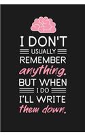 I Don't Usually Remember Anything But When I Do I'll Write Them Down: Funny Novelty Gift For Forgetful Friend; Funny Quote Gifts Diary; Funny Quotes Journal for Notes Thoughts & Ideas For The Creative Mind; Humorous & 