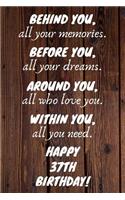 Behind You All Your Memories Before You All Your Dreams Happy 37th Birthday