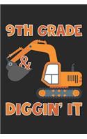9th Grade Squad - Excavator Back To School Gift - Notebook For Ninth Grade Boys - Boys Construction Writing Journal