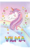 Vilma: Vilma Unicorn Notebook Rainbow Journal 6x9 Personalized Customized Gift For Someones Surname Or First Name is Vilma