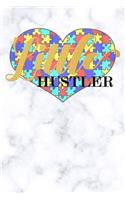 Little Hustler: White Marble Autism Awareness Puzzle Lined Notebook and Journal Composition Book Diary Gift