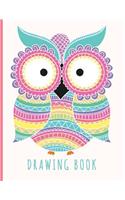 Drawing Book: Owl Illustration Journal For Kids Adults Teens; Great For Beginners and Professionals Sketch Book; Personalized Artist Sketchbook; Blank Paper for C