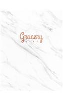 Grocery List: 52 Weeks, Notebook and Food Planner Journal - 2 Full Pages for each Week (104 Pages -Gift for Women)Soft White Marble (104 pages - 8.5 x 11)