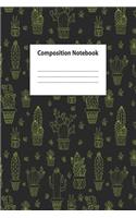 Composition Notebook: Blank Paper Adorable Geometric Succulents & Cacti Wide Ruled Journal & Notebook for Students, Kids & Teens - Pretty Cactus Blank Wide Lined ... for 