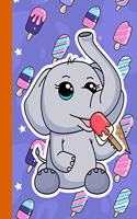 Notebook: Handwriting Paper Kawaii Elephant Popsicle 9 Double Lines with Dotted Middle Line Guide for Children Sheets - 110 pages 8.5" x 11" Writing Paper for
