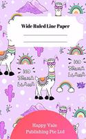 Cute Ilama Theme Wide Ruled Line Paper