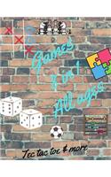 Tec tac toe & more Games 8 in 1 All ages: Printed on high-quality paper, Hangman, Captain's Mistress, Dots & Boxes, Tec tac toe, Tec tac toe 3D, Warships, Mash, Hexagon Game