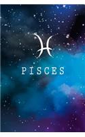 Pisces: Journal, Zodiac Symbol Horoscope Notebook, 6"x9" College Wide Ruled Lined Composition, Astrology Personalized Birthday Gift for Kids Men Women