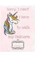 Walking My Unicorn Composition Notebook