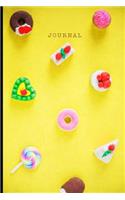 Journal: Sweet Tooth Candy, Pastries and Desserts Design - 128 College Ruled Pages: 6 x 9 in Blank Lined Journal with Soft Matte Cover - Notebook, Diary, Com