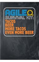 Agile Survival Kit: Tacos Beer More Tacos Even More Beer: Chalkboard, Orange & Blue Design, Blank College Ruled Line Paper Journal Notebook for Project Managers and The