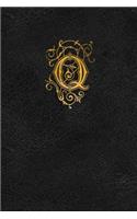 Old English Monogram Journal - Letter Q: Elegant Golden Flourish Capital Letter on Black Leather Look Background