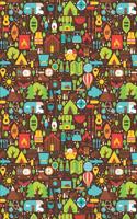 Hike Pattern - Colorful Hiking Icons Brown: Blank Lined Notebook for Hiking and Camping