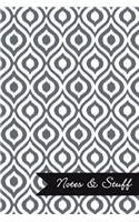 Notes & Stuff - Slate Grey Lined Notebook in Ikat Pattern: Medium Ruled, Soft Cover, 6 x 9 Journal, 101 Pages