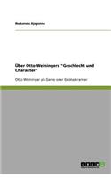 Über Otto Weiningers Geschlecht Und Charakter