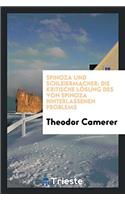 Spinoza Und Schleiermacher: Die Kritische Lösung Des Von Spinoza Hinterlassenen Problems