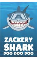 Zackery - Shark Doo Doo Doo: Blank Ruled Name Personalized & Customized Shark Notebook Journal for Boys & Men. Funny Sharks Desk Accessories Item for Writing Primary / Kindergar