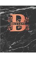 Brittany: Personalized Journal Notebook for Women or Girls. Monogram Initial B with Name. Black Marble & Rose Gold Cover. 8.5 X 11 110 Pages Lined Journal Pap
