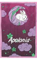 Apolonia: personalized notebook sleeping bunny on the moon with stars softcover 120 pages blank useful as notebook, dream diary, scrapbook, journal or gift id