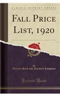 Fall Price List, 1920 (Classic Reprint)